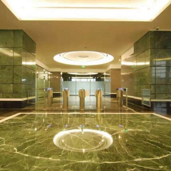 Green natural marble floor