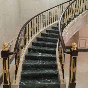Green natural marble interior stair steps