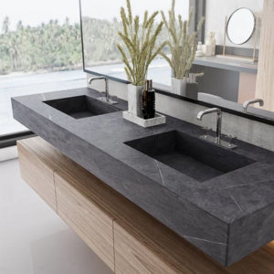 black sintered stone bathroom vanity top