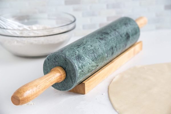 Green marble rolling pin